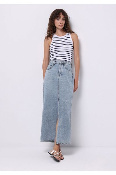 Colin's Slim Fit Straight Zippered Women's Light Blue Skirt