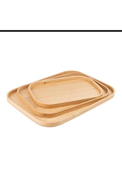 YDGR Natural Bamboo 3-Piece Tea and Presentation Tray Set – Modern and Stylish Design 33X22 & 40X28 & 46X35 cm