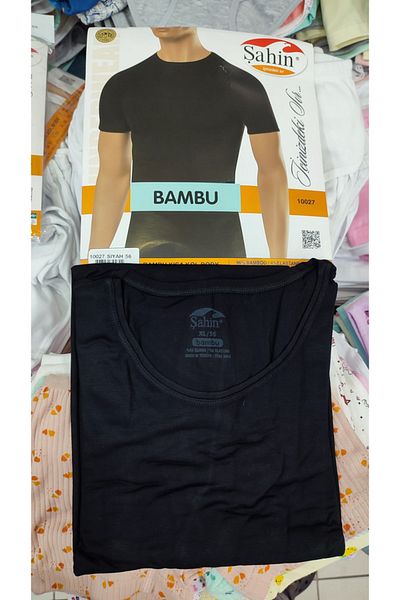 Şahin Men's 96% Bamboo Half Short Sleeve Crew Neck Badi Body 10027