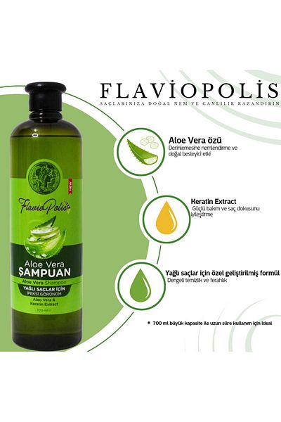FLAVİOPOLİS 700ml Aloe Vera Extract Care Shampoo for Oily Hair