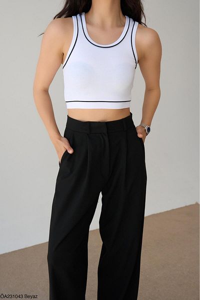 Lupies Women's White Ribbed Knitted Cotton Undershirt