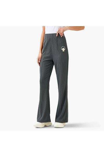 SP Characters Squid Game Print Flared Pants with Elasticated Waistband