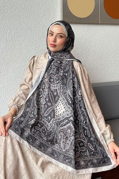 lamelif Retro Pattern Soft Shawl Stone