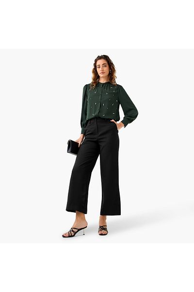 Iconic Embellished Top with Puff Sleeves