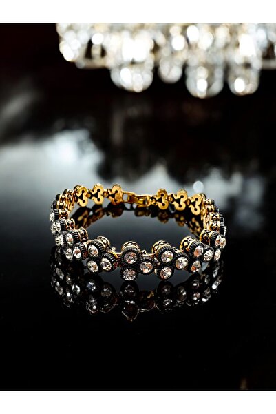 FUYA JEWELLERY Üçlü Taş Sıralı Su Yolu Bileklik