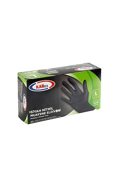 Omnipazar Karex Black Nitrile Powder-Free Gloves 100 Pack Large