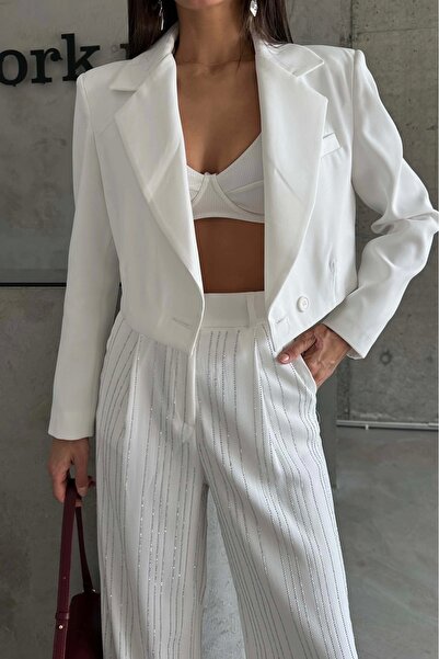 Eka Γυναικείο παντελόνι με λεπτομέρεια από λευκή πέτρα 1017-1562