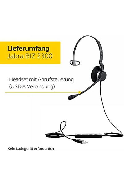 Jabra Biz 2300 USB-A MS Mono On-Ear Headset - Skype for Business Certified