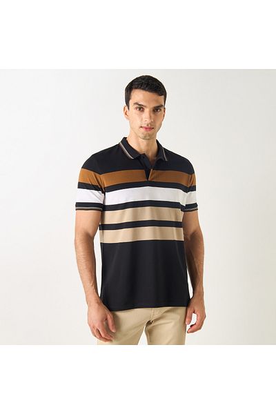FAV Striped Polo T-shirt with Short Sleeves