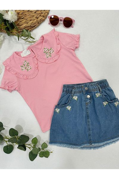 ChibuumKids Girl's Flower Patterned Skirt Suit
