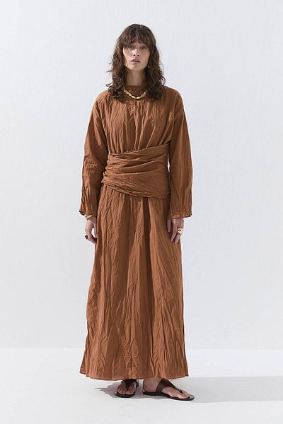 Hooopstore Βαμβακερό φόρεμα Voile με τσαλακωμένη εμφάνιση