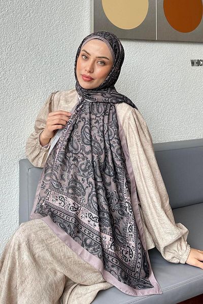 lamelif Retro Pattern Soft Shawl Soft Brown