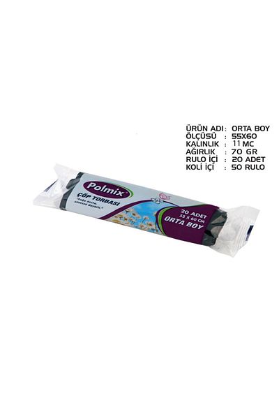 Omnipazar Polmix Standard Medium Garbage Bag 55X60 cm 50 Rolls Black