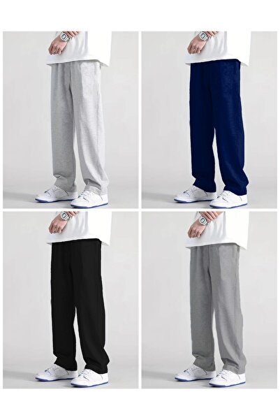 JustBS Pantaloni de trening relaxați pentru bărbați, cu croială dreaptă, pach...