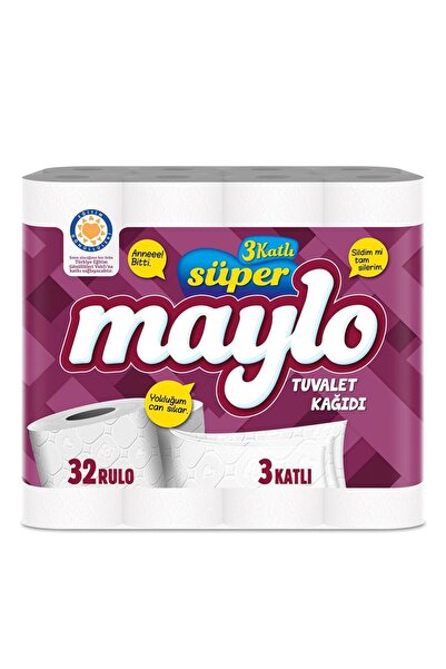 Maylo Süper Maylo Tuvalet Kağıdı Üç Katlı 130 Yaprak 18.2 m - 32 Adet