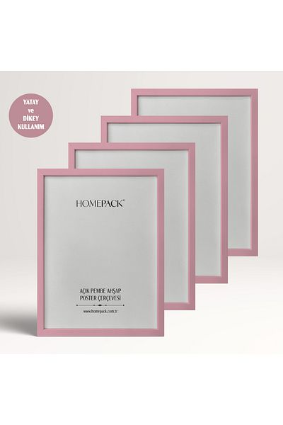 HOMEPACK Quad Light Pink Wood Framed Poster Frame, Blank Frame, 15X21-4Lu-Lightpink-Frame