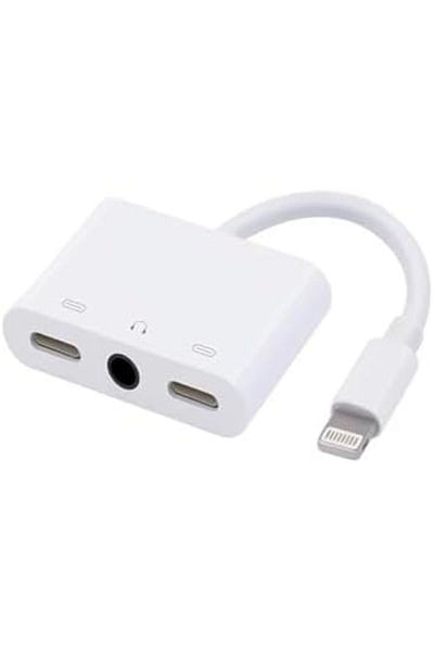 Generic Lightning to Headphone Jack 3.5 mm Adapter 3-in-1 Splitter for iPhone/iPad/iPod