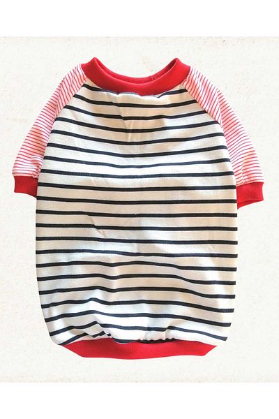PATİBÖR Striped Red Dog T-Shirt