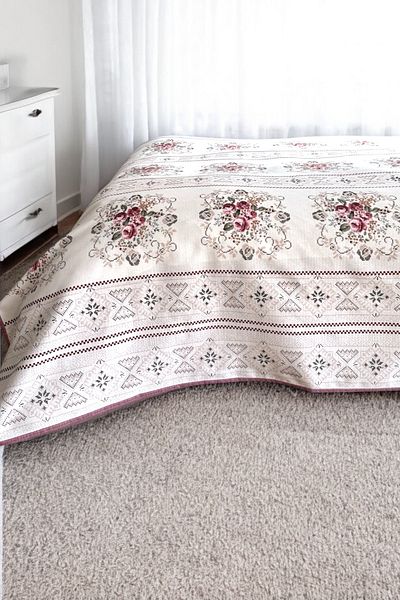 Alla Turca Double Cross Stitch Patterned Pique – Dusty Rose |   200X240 cm |   100% Cotton