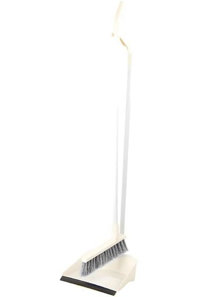 Bisbell Grey Force Long Dust Pan with Brush, Ergonomic Grip, Soft Dense Bristles,BB2124