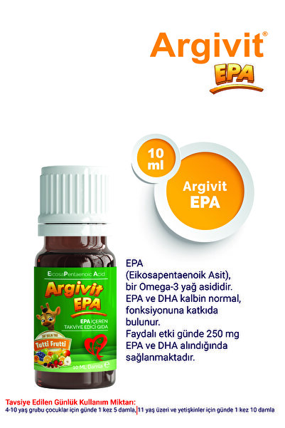 Argivit Epa Içeren Damla Balık Yağı 10 ml - Tutti Frutti Aromalı