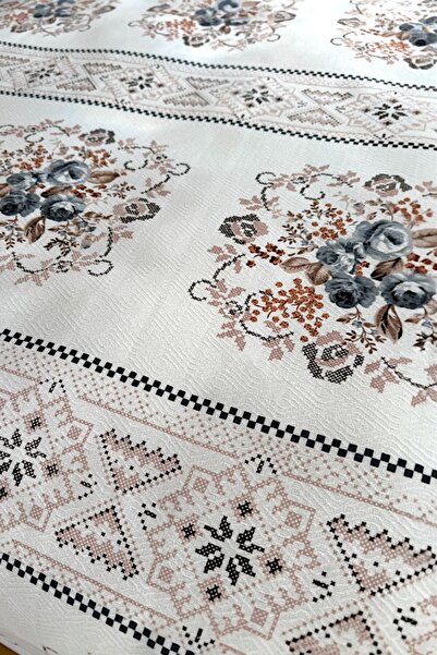 Alla Turca Double Cross Stitch Patterned Pique – Gray | 200X240 cm | 100% Cotton