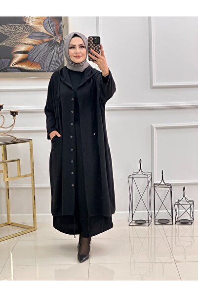 Enans Design Kapüşonlu Tesettür Kap & Pardesü