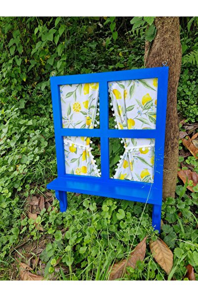 Home 50×70 cm Alaçatı ahşap pencere+perde,balkon bahçe dekoru,el yapımı