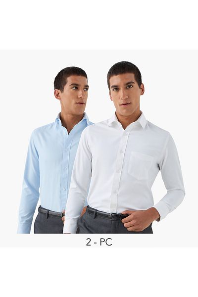 FAV Set of 2 - Regular Fit Collared Shirt with Long Sleeves