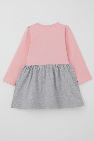 Breeze Kız Çocuk Elbise Pullu Nakışlı Kedicik 1-4 Yaş, Pudra