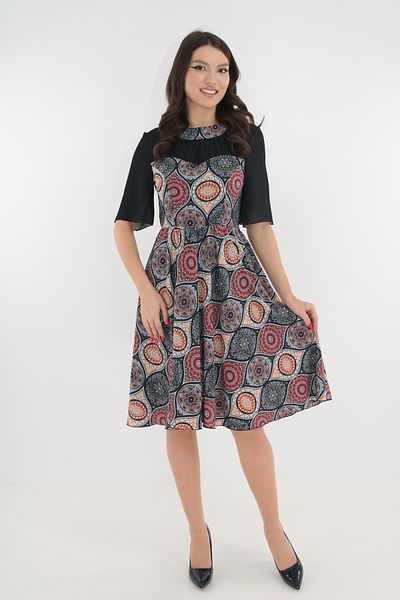 Vanessa Line RO Navy blue wrap dress with multicolor pattern