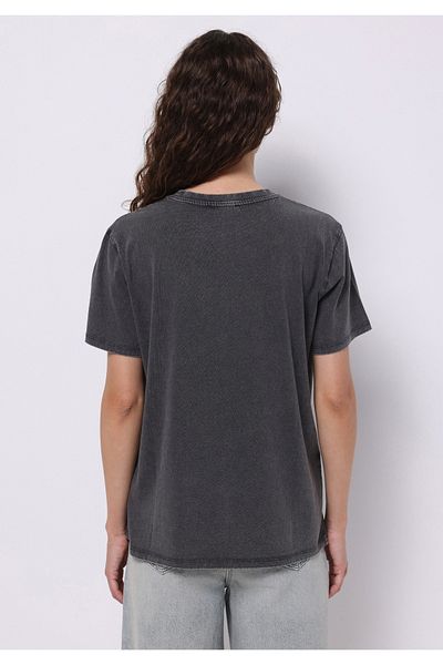 Colin's Regular Fit Round Neck Printed Women's Anthracite Short Sleeve T-Shirt