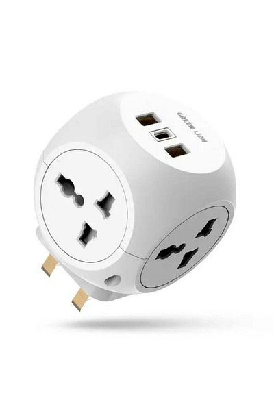 Green Lion Multi Port Travel Adapter - White