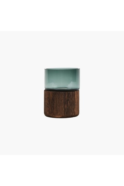 JASMIN CONCEPTS Ahşap Stantlı Vazo Koyu Yeşil S 10x13cm