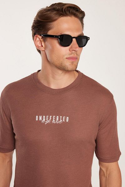 Tudors Men's Standard Fit Cotton Plain Basic Crew Neck Printed Dusty Rose T-Shirt