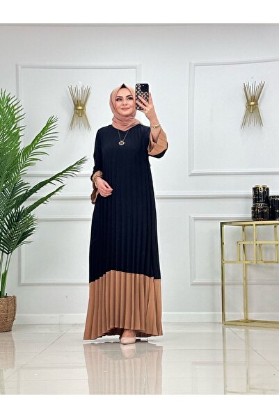 Enans Design Kadın Tesettür Pliseli Elbise