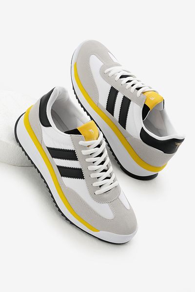 Tonny Black Pantofi sport unisex, alb, cu talpă termică, cu dungi duble