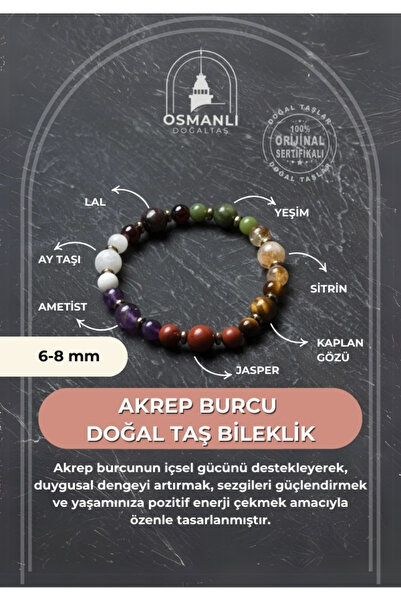 OSMANLI DOĞAL TAŞ Osmanlı Doğal Taş Sertifikalı Akrep Burcu Doğal Taş Bileklik