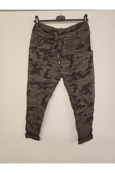 della moor Women's Khaki Italian Plus Size Camouflage Pattern Trousers