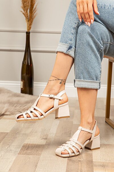 Deery Beige Women's Heeled Sandals
