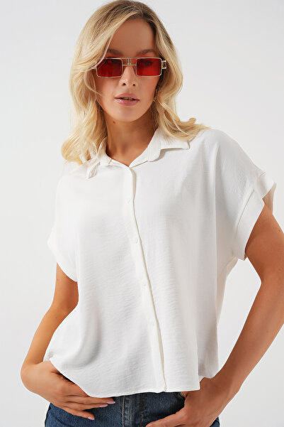 Bigdart Women's Oversize Short Sleeve Shirt 20322 - White