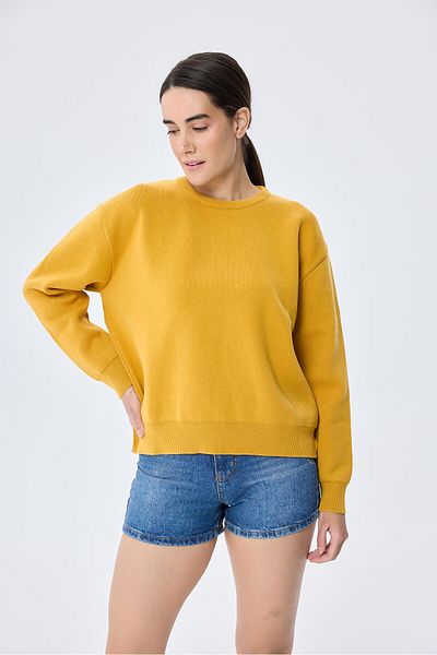Peraluna Cleo Plain Knit Women's Seasonal Knitwear Sweater - Mustard
