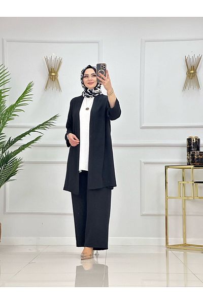 Enans Design Women's Hijab 3 Piece Set, Jacket Pants and Zero Sleeve Underwear