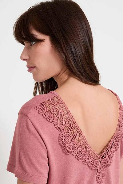 Fashion Friends Δαντελένια μπλούζα διπλής όψης Dusty Rose