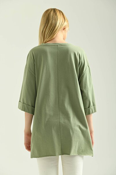 MOVİMENT Πλεκτό μπλουζάκι με διπλό μανίκι με φαρδιά κοπή ασύμμετρο άνοιγμα