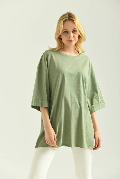 MOVİMENT Πλεκτό μπλουζάκι με διπλό μανίκι με φαρδιά κοπή ασύμμετρο άνοιγμα