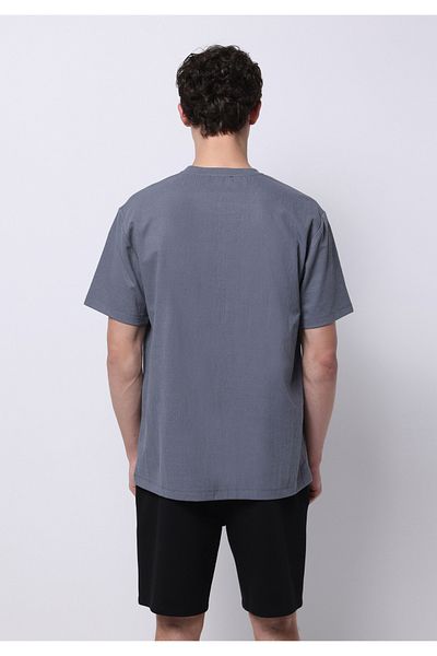 Colin's Comfort Fit Round Neck Jacquard Men's Anthracite Short Sleeve T-Shirt