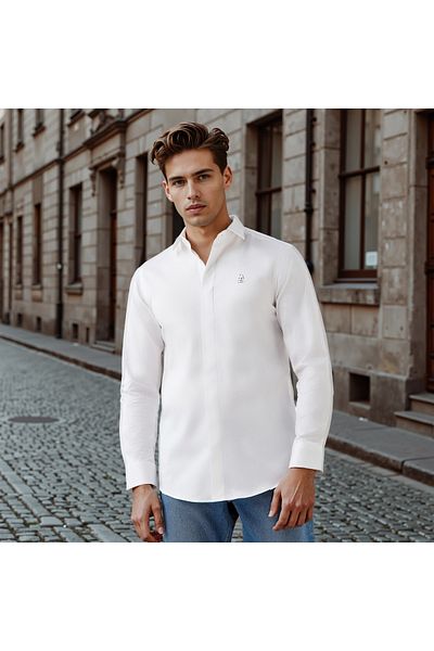 Emperor Regular Fit Logo Detail Shirt with Long Sleeves