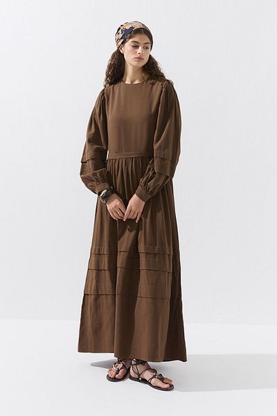 Hooopstore Φόρεμα Allerli Brown από βαμβακερό μείγμα