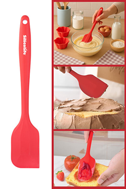 Silicolife Büyük Spatula, Isıya Dayanıklı Yanmaz Yapışmaz Tek Parça Silikon S...